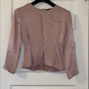 Zara Peplum Light Pink Nude silk Top